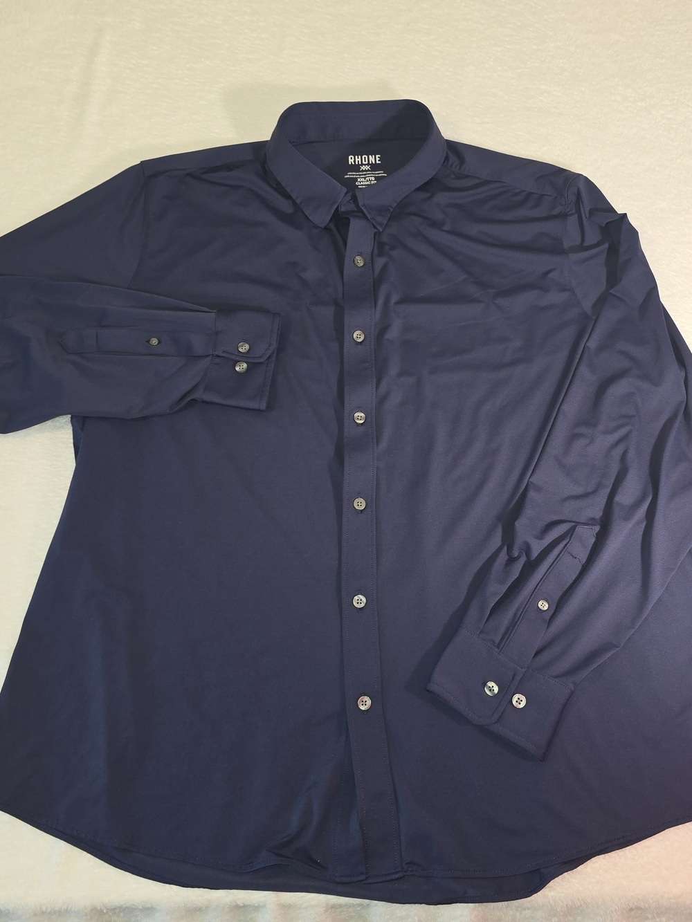 Rhone Commuter Button Down Shirt Mens Size XXL Navy Blue Long Sleeve Designer